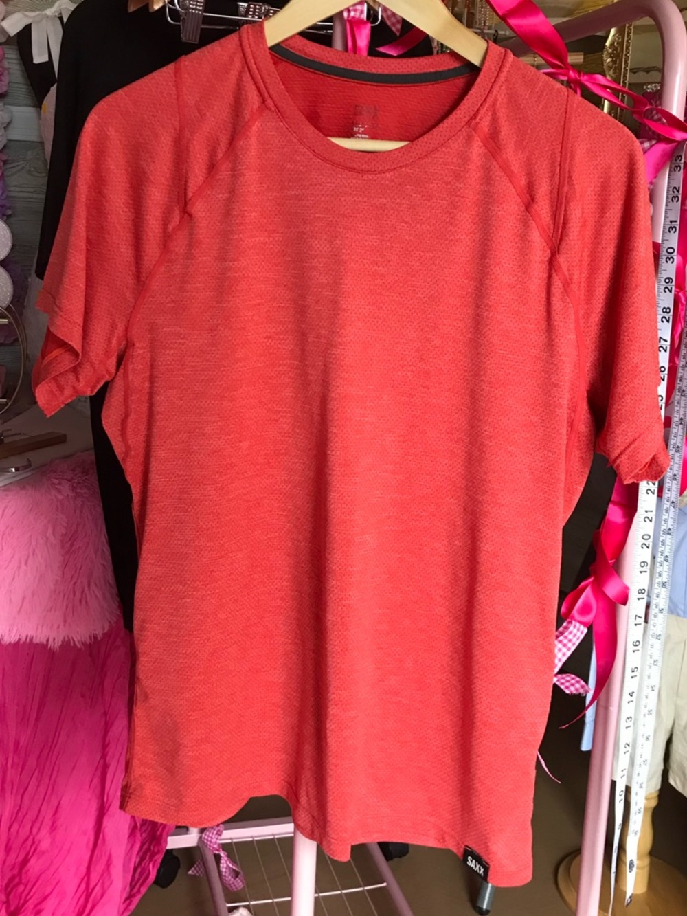 Saxx Men's Short Sleeve Athletic Tee in Coral Red